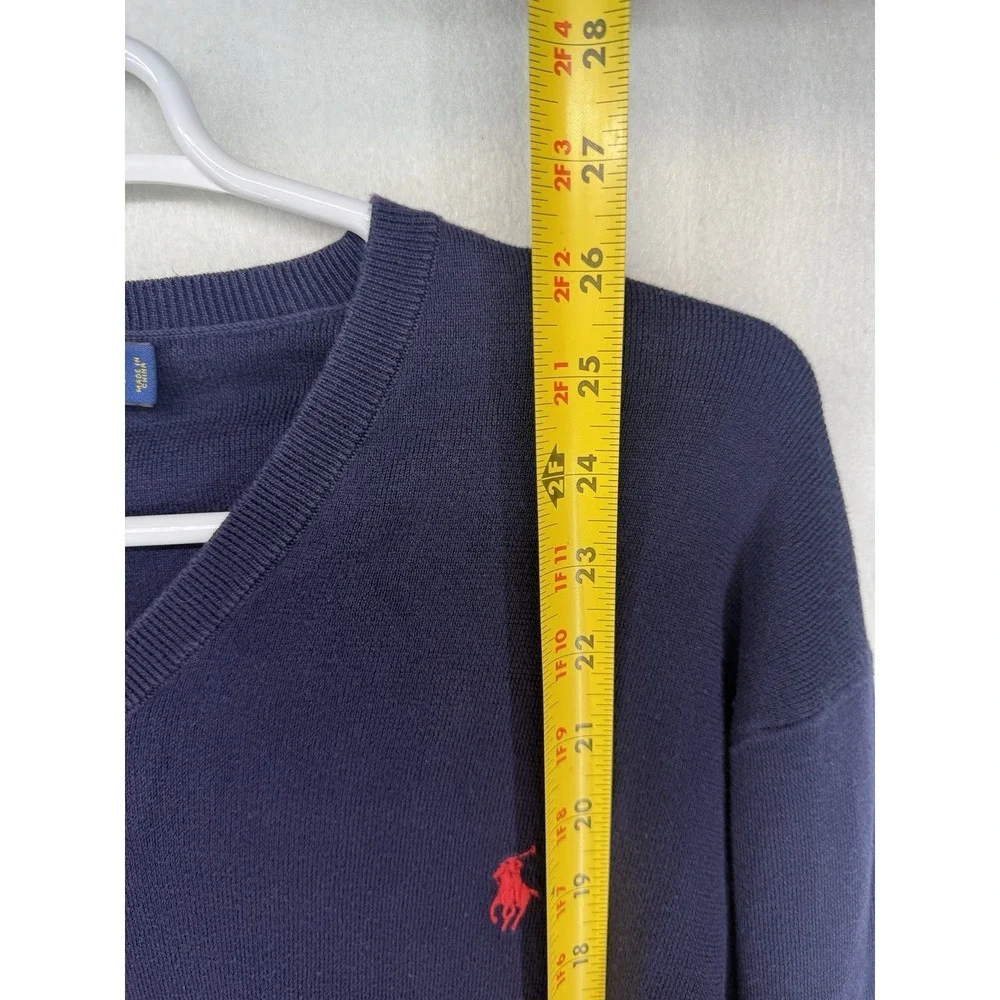 Polo‎ Ralph Lauren Men's Navy Pima Cotton V Neck Sweater Size XL